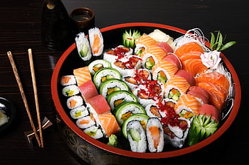sushi, Ryba, jídlo, rýže, Příroda, japonský, tuňák, sashimi