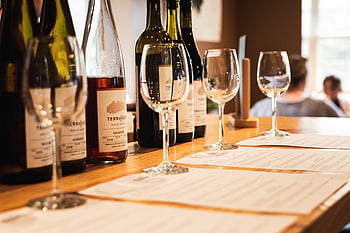 wine tasting glasses, alcohol, bottles, celebration, drink, event, glass, glasses, glassware, menu, party