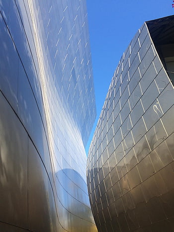 los Angeles, california, downtown, walt Disney, concert Hall, architecture, music, silver, light, exterior, blue Music