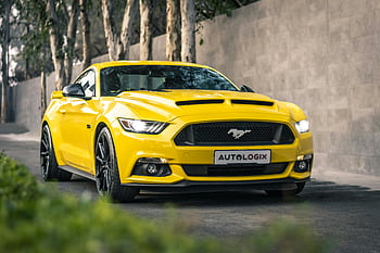 yellow Ford Mustang, urban environment, automotive enthusiasts, striking yellow, Ford Mustang, yellow car, urban setting, car enthusiasts, yellow vehicle, Mustang car, yellow Mustang