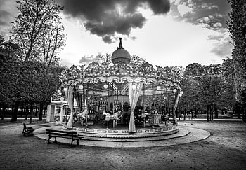 merry-go-round, carousel, paris, garden, fun, childhood, horse, leisure, nature, former