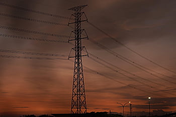 sunset, transmission Tower, electricity Pole, nature, electricity Pylon, sky, cables, infrastructure, afterglow, dusk, tower Transmission