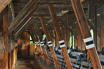 dřevěný most, technologie, dřevěný sloup, koridor, architektura, vodní síla, budova, historický, prohlížení památek, molo, dřevěný strop