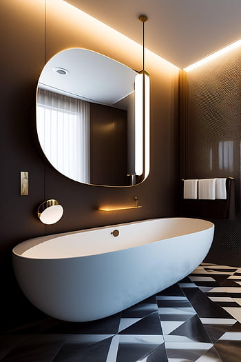 kamar mandi, bak mandi, desain interior, modern, Apartemen, hotel