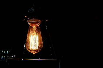 edison žárovka, Vintage Edison, zářící světlo, tmavé pozadí, jasné lucerny, závěsné světlo, ročník osvětlení, teplý záře, žárovky, retro světlo, Starožitná žárovka