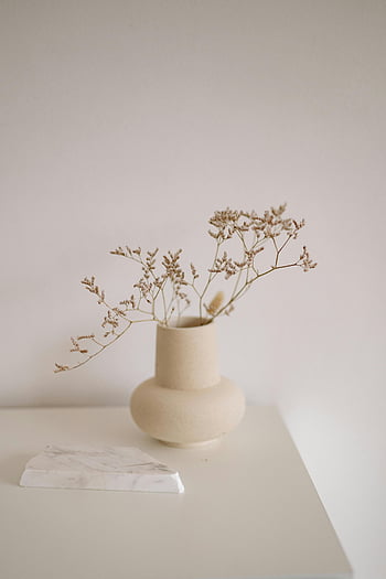 sušené květiny, keramická váza, minimalistický dekor, elegantně uspořádané, sušené květinové uspořádání, Keramická květinová váza, Minimalistický domácí výzdoba, Jednoduchý výzdoba, váza dekor, minimalistický styl
