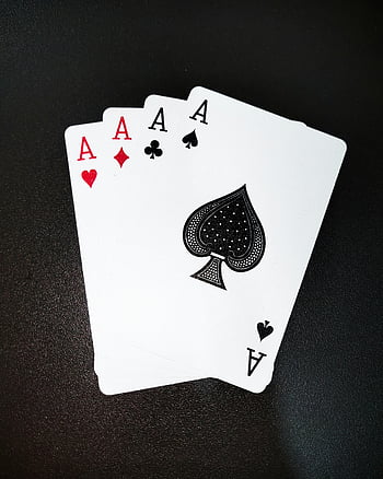 Čtyři hrací karty ACE, poker, hazardních her, černé pozadí, detailní záběr, Pikové eso, Ace srdcí, Ace diamantů, Ace klubů, Symboly karty, Kasino hry