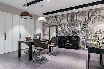 modern ofis, iç dizayn, çağdaş mobilyalar, sanatsal duvar tasarımı, şık ofis, bilgisayar kurulumu, Ofis alanı, Modern çalışma alanı, ofis dekorasyonu, ofis aydınlatması, Ofis sandalyeleri