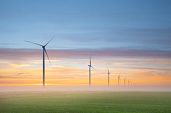 wind Energy, nature, wind Turbines, windmills, renewable Energy, fog, sunrise, meadows, netherlands, landscape, holland