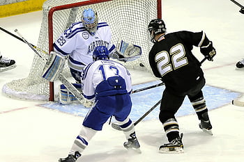 hockey players, playing hockey, ice hockey, goalie, hockey stick, sports action, team sport, competitive game, athletic players, on-ice action, hockey gear