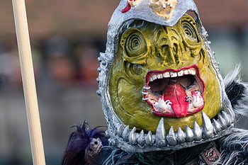 tradition, udendørs, Fasnacht, karneval, masker, maske, grøn, lucerne, Luzern, Schweiz, skæg
