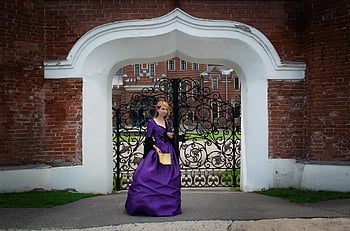 brána, hrad, architektura, dáma, oblouk, starý, vchod, portál, historický, fantazie, šaty