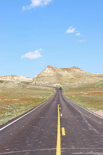 theodore roosevelt národní park, malebné silnici, medora, Severní Dakota, badlands, jasné modré nebe, krajinářské fotografie, Dálnice, Ohromující krajiny, otevřená cesta, Přírodní krásy
