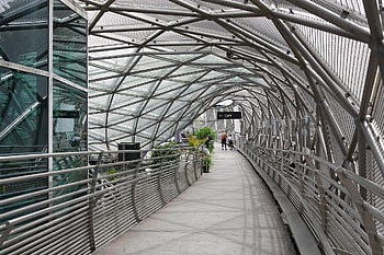 bridge, tunnel, alley, architecture, murinsel, styria, graz, sights, city, austria