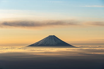 Natura, góra Fuji, podróżować, przeznaczenie, badanie, Japonia, wulkan, Góra, krajobraz, chmury, wschód słońca