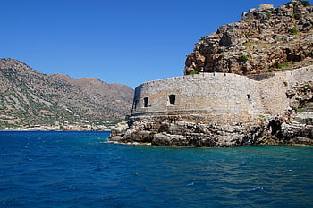 crete, spinalonga, fortress, weir, fortress Wall, sea Fortress