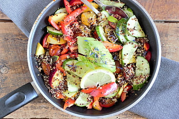 insalata, quinoa, salutare, verdure, grano, fresco, cibo, pasto, pomodori, vegano, delizioso