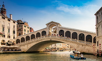 Βενετία, μεγάλο κανάλι, γέφυρα rialto, γέφυρα, κανάλι, Ιταλία, ορόσημο, αρχιτεκτονική, ιστορικός, τουριστικό αξιοθέατο, σκάφος