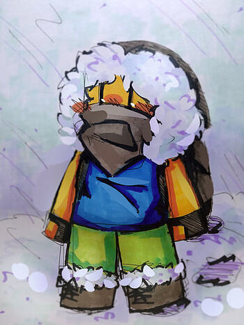 Roblox, Winter, Traveler, Hiker, Drawing, Snow, Art, Painting