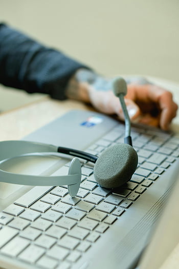 il computer portatile, cuffia, avvicinamento, lavoro a distanza, Servizio Clienti, tastiera, microfono, attrezzatura da ufficio, tecnologia, lavoro da casa, dispositivo di comunicazione