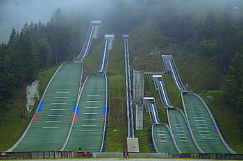 planica, ski Jumping, ski Jumping Hill, fog, summer, triglav, ski Jumping Sport, ski Jump, hill