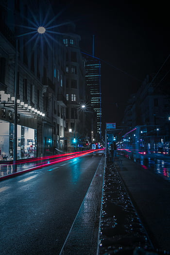 časosběrné fotografie, silnice, světlé stezky, mokré noci, ulice, dlouhé expozice, městské scény, noční město, pouliční osvětlení, odrazy, architektura