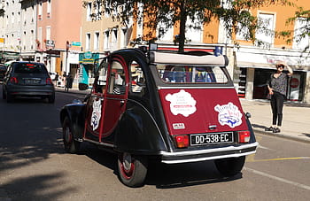 citroen, 2CV, charleston, 1971, Antik autó, chalon sur saone, klasszikus autó, francia autó, utcai jelenet, retro autó, rendszámtábla