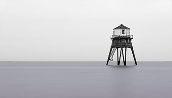 등대, 탑, 바다, 대양, 수평선, 바다 경치, 할리히, 영국, 자연, 장시간 노출, Dovercourt