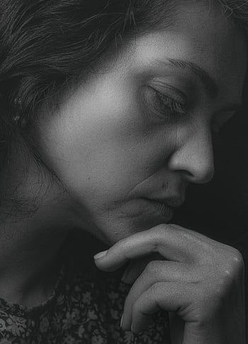 girl, retro, face, beautiful, look, studio, portrait, monochrome