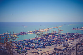 Intermodální port kontejneru, během dne, přepravní kontejnery, jeřáby, přístav, Námořní logistika, operací přístavu, manipulace s nákladem, nábřeží, Průmyslový přístav, kontejnerový terminál