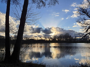 lake, christmas, water, evening Light, münsterland