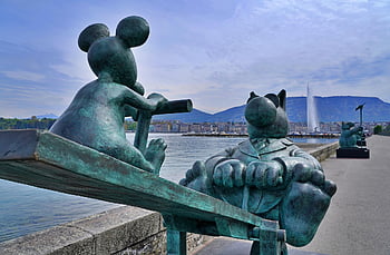 cat, windows Wallpaper, mouse, desktop Backgrounds, Wallpaper 1920x1080, cool Backgrounds, statue, swing, animal, pet, comic