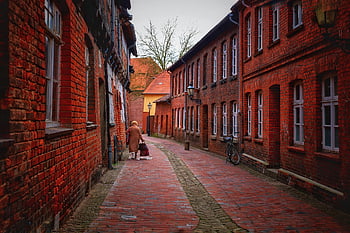 city, historic Center, alley, architecture, houses, luneburg, northern Germany