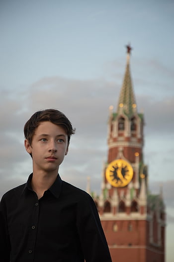 pria, remaja, muda, kotak merah, daya tarik, pariwisata, moscow, monumen arsitektur, arsitektur rusia, kremlin, potret