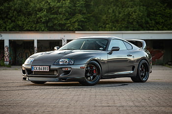 Black Toyota Supra, Stylové supra, supercar, zaparkované venku, elegantní design, Næstved, Dánsko, fotografování automobilů, automobilového designu, sportovní auto, výkonné vozidlo