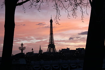 Eiffel Tower, silhouette, Paris, sunset, France, landmark, architecture, evening, cityscape, travel, tourism