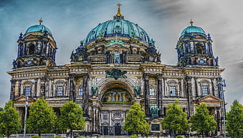 berlinin katedraali, historiallinen arkkitehtuuri, moody sky, dramaattinen näkymä, Berliini, katedraali, kuva, Saksa, eurooppalainen arkkitehtuuri, uskonnollinen rakennus, maamerkki