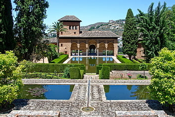 Spanyol, andalusia, granada, alhambra, benteng, Kastil, El Palacio del Partal, istana, Torre de Las Damas, menara, genangan air