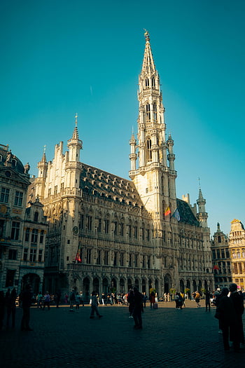 Rathaus von Brüssel, großer Platz, Belgien, historische Architektur, atemberaubenden Blick, schöne Aussicht, Historisches Gebäude, Europäische Wahrzeichen, Touristenattraktion, Stadtbild, Reiseziel
