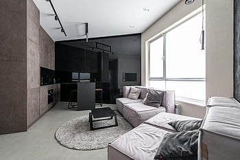 modern flat, stylish living room, neutral tones, cozy couch, minimalist design, sleek apartment, contemporary interior, living room design, modern furniture, minimalist decor, neutral color scheme