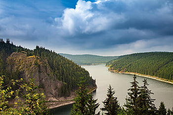 meer, reservoir, water, natuur, landschap, bergmeer, hemel, dam, berg-, thuringia
