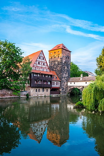 town, river, nuremberg, bridge, architecture, half-timbered House, houses, old Town, historical, middle Ages, buildings