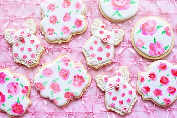 royal Icing Cookies, flowers, roses, cookie Decorating, baking, baby Girl Shower, cookies, pink, blooms, blossoms