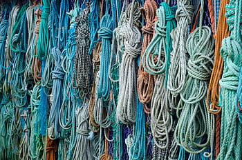 corde colorate, corde nautiche, corde assortite, corda tessuta, corde sospese, trame diverse, corde di varietà, Nautico colorato, Colore assortito, trame di corda, colori della corda