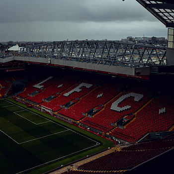 Άνφιλντ στάδιο, liverpool fc, εναέρια θέα, εκπληκτική θέα, Λίβερπουλ Αγγλία, γήπεδο ποδοσφαίρου, κόκκινες θέσεις, αθλητικό χώρο, αρχιτεκτονική σταδίου, αθλητική αρένα