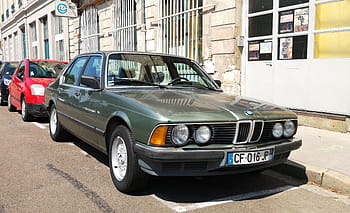 BMW, 728i, 1986, auto, verde, chalon sur saone, Vintage ▾, berlina, parcheggiata, strada, Francia