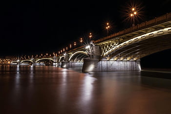 Margaret Bridge, night view, Danube River, Budapest, Hungary, stunning night, bridge lights, cityscape, urban night, river view, architecture