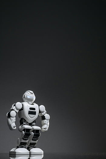 robot, futuristické technologie, tmavé pozadí, Stylový robot, plochý povrch, moderní design, humanoidní robot, Pokročilá robotika, robotické technologie, umělá inteligence, sci-fi