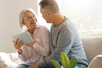 happy, couple, home, leisure, casual, man, woman, together, senior, lifestyle, retirement