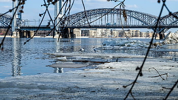 jembatan, st petersburg, sungai, langit biru, musim semi, alam, biru, langit, air, persimpangan, kereta api